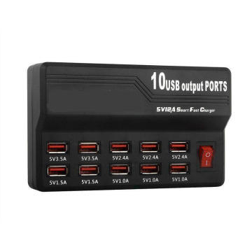 10 Ports USB 12A Ausgang 240V Smart Security Schnellladegerät Ladestation